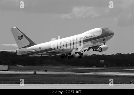 Air Force One decollo. Foto Stock