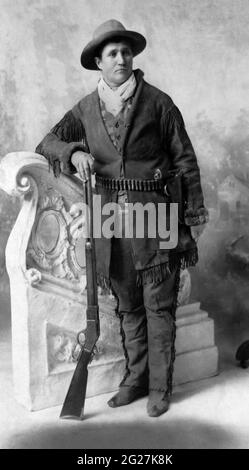 Ritratto del 19 ° secolo della calamità Jane, una frontierswoman americana, circa 1895. Foto Stock