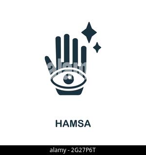 Icona di HAMSA. Elemento semplice monocromatico della raccolta fortune teller. Icona di Creative HAMSA per web design, modelli, infografiche e altro ancora Illustrazione Vettoriale