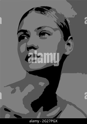 Astratto donna moderna persone volti ritratti artistici sfondo trendy modelli poster schede. Arte trendy sfondo minimo poster wall art stampa. IO Foto Stock