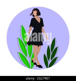 Astratto donna moderna persone volti ritratti artistici sfondo trendy modelli poster schede. Arte trendy sfondo minimo poster wall art stampa Foto Stock