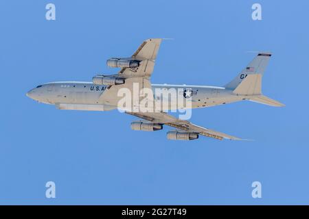 Un aereo di comando e di controllo della U.S. Air Force e-8C JSTARS. Foto Stock