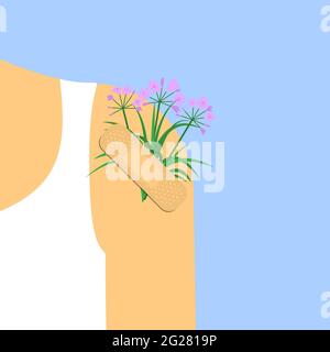 Stucco con fiori su una spalla umana. Illustrazione Vettoriale