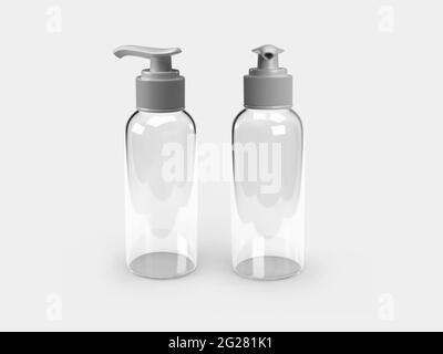 Flacone pompa igienizzatore Illustrazione 3D scena di Mockup su sfondo isolato Foto Stock