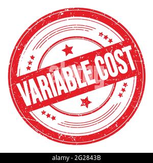 Testo A COSTO VARIABILE sul timbro di texture rosso rotondo e ruvido. Foto Stock
