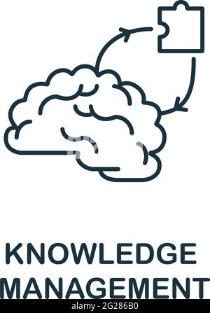 Icona di Knowledge Management della raccolta di gestione della reputazione. Simbolo di Knowledge Management per elementi di linea semplici per modelli, web design e. Illustrazione Vettoriale