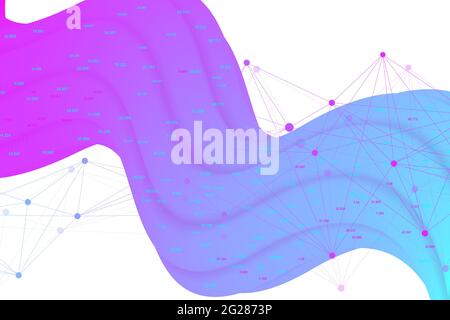 Molecola grafica geometrica di sfondo e comunicazione. I big data sono complessi con composti. Sfondo prospettico. Array minimo Big data. Dati digitali Foto Stock