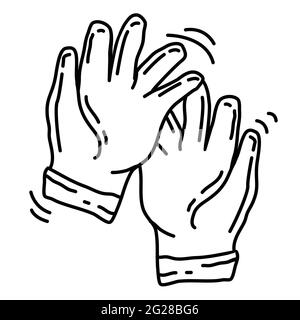 Guanti avventura escursionistica, viaggio, campeggio. Disegno icona disegnata a mano, contorno nero, icona vettore doodle icona Illustrazione Vettoriale