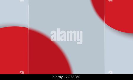 Glassmorfismo. Sfondo astratto con cerchi rossi sotto vetro satinato trasparente. Illustrazione Vettoriale