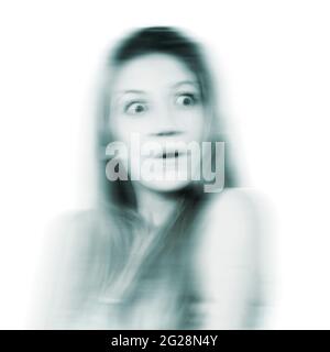 Immagine migliorata digitalmente fantasma sorpreso di una giovane ragazza teen Foto Stock
