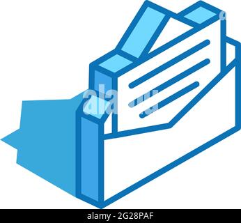 Icona isometrica. Revisione positiva, messaggio online simbolo stile linea 3D. Illustrazione Vettoriale