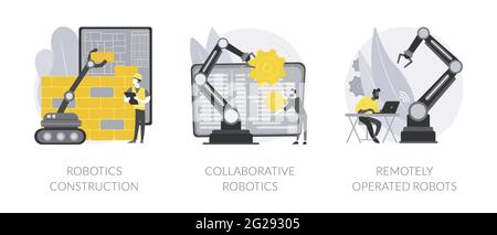 Illustrazioni vettoriali astratte del concetto di lavoro delle macchine automobilistiche. Illustrazione Vettoriale