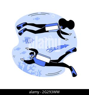 Illustrazione vettoriale del concetto astratto di immersione subacquea. Illustrazione Vettoriale