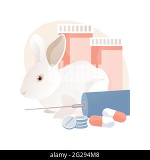 Analisi su animali di farmaci concetto astratto illustrazione vettoriale. Illustrazione Vettoriale