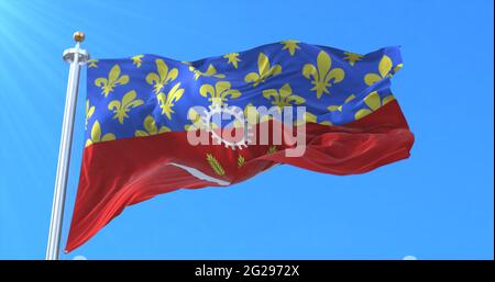 Bandiera del dipartimento di Seine-Saint-Denis a Île-de-France, Francia. rendering 3d Foto Stock