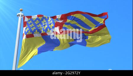 Bandiera di Saone et Loire in Borgogna Franche Comte, Francia. rendering 3d Foto Stock