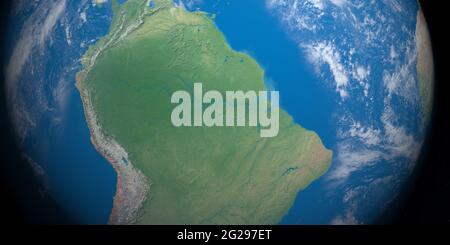 Bacino del fiume Amazon nel pianeta terra, vista aerea dallo spazio esterno Foto Stock