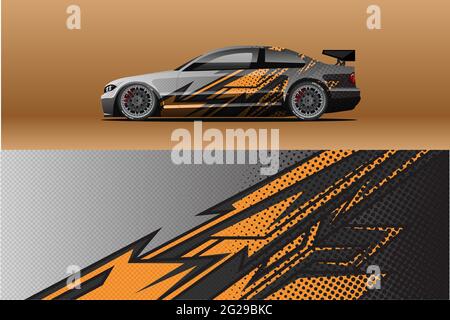 Abstract Race auto wrap adesivi design e sfondo sportivo per uso quotidiano livrea da corsa o adesivi auto in vinile Illustrazione Vettoriale