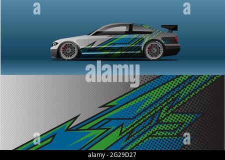 Abstract Race auto wrap adesivi design e sfondo sportivo per uso quotidiano livrea da corsa o adesivi auto in vinile Illustrazione Vettoriale