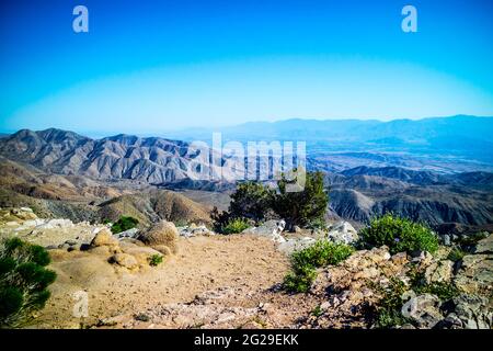 Vista panoramica di Ryan Mountain a Joshua Tree National Park, California Foto Stock