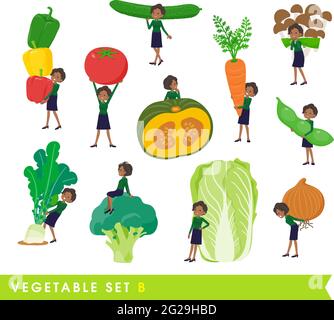 Un insieme di donne di affari nere e vegetali.tipo B.IT's arte vettoriale così facile da modificare. Illustrazione Vettoriale