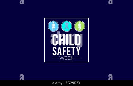 Concetto di mese di consapevolezza della settimana della sicurezza dei bambini osservato ogni giugno. Modello di sicurezza per bambini per sfondo, banner, poster, campagna di sensibilizzazione sulle carte. Illustrazione Vettoriale