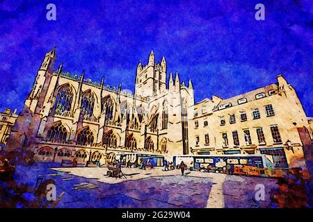 Abbazia di Bath, bagno, Somerset, Inghilterra. Foto Stock
