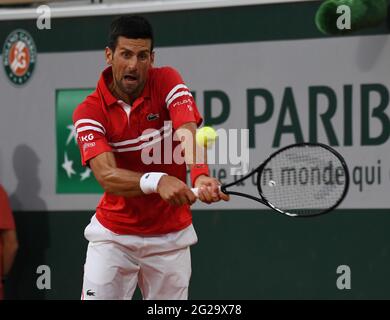 Parigi, fra. 09 giugno 2021. Parigi, Roland Garros, Francese Open Day 11 09/06/2021 Novak Djokovic (quartiere SRB finale della partita Credit: Roger Parker/Alamy Live News Foto Stock