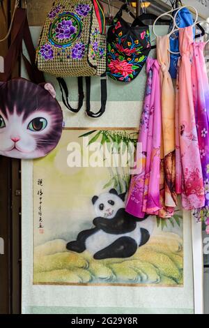 Un negozio nella Chinatown di Vancouver mostra i suoi articoli, British Columbia, Canada Foto Stock