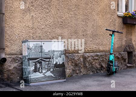 Vecchia immagine della stessa posizione nel quartiere di Kruunhaka, Helsinki Foto Stock