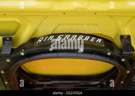 SunFire Yellow 1969 Plymouth Road Runner Sport Coupé Air Grabber Foto Stock