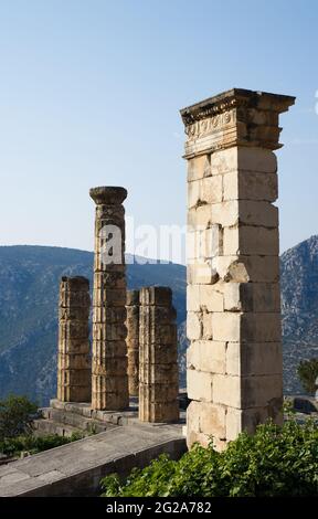 Tempio di Apollo del Santuario di Apollo a oracle Delfi, Grecia Foto Stock