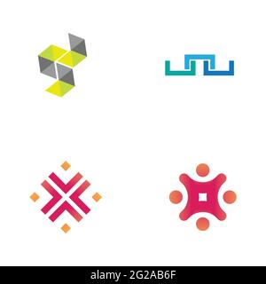 modello di illustrazione del set di logo digital finance technologhi Illustrazione Vettoriale