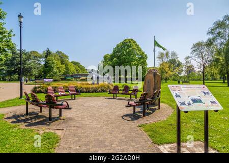 War Memorial Garden in Abbey Park, Pershore, Worcestershire, Inghilterra. Foto Stock