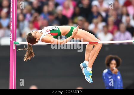 Mirela Demireva (Bulgaria). High Jump Donne finale. IAAF World Athletics Championships, Londra 2017 Foto Stock