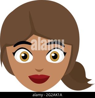 Emoticon vettoriale illustrazione del volto di una donna brunetta Illustrazione Vettoriale