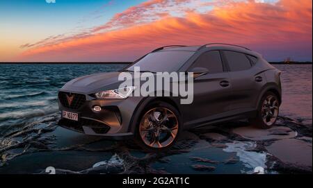 Hyundai Tucson con il condimento sullo sfondo Foto Stock