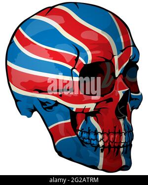 Bandiera britannica dipinta su un cranio Illustrazione Vettoriale