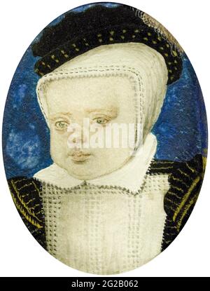 Edoardo VI (1537-1553) Re d'Inghilterra da bambino, ritratto in miniatura di artista sconosciuto, 1600-1699 Foto Stock
