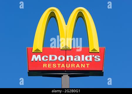 Segno di McDonalds Foto Stock