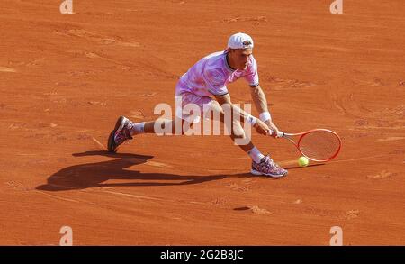 Diego Schwartzman dell'Argentina durante il Roland-Garros 2021, torneo di tennis Grand Slam il 9 giugno 2021 allo stadio Roland-Garros di Parigi, Francia - Foto Nicol Knighman / DPPI Foto Stock