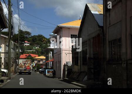 Victoria St Mark Grenada Street Scene Coca Cola consegna in pulmino Foto Stock