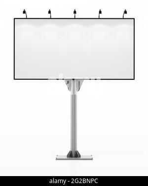 Cartellone vuoto isolato su sfondo bianco. Illustrazione 3D. Foto Stock