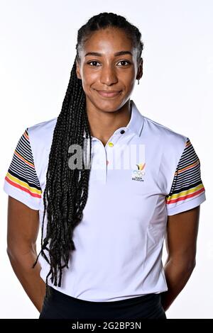 L'atleta belga di eptathlon Nafissatou 'Nafi' Thiam ha ritratto durante una foto per il Comitato Olimpico Belga BOIC - COIB prima del Tokyo 2020 Foto Stock
