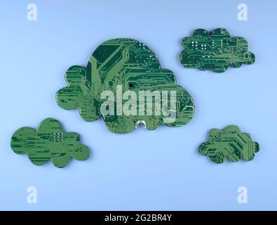 concetto di cloud computing digitale, illustrazione 3d Foto Stock