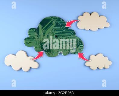 concetto di cloud computing digitale, illustrazione 3d Foto Stock