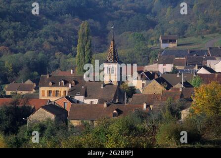 FRANCIA. COTE D O (21) REGIONE BORGOGNA. VILLAGGIO DI CHEVANNES. VIGNETI DI BORGOGNA E ARRIERE-COTE Foto Stock