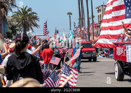 HUNTINGTON BEACH, STATI UNITI - 05 luglio 2019: 4 luglio celebrazione a Huntington Beach California Foto Stock