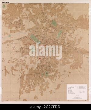 Ankara Mappa, Mappa di Ankara, Mappa Ankara Vecchia, Mappa Ankara Vintage, Mappa Ankara Vintage, Mappa Turchia, Mappa Turchia Vecchia, Città di Ankara, Stampa Turchia, Poster Turchia Foto Stock