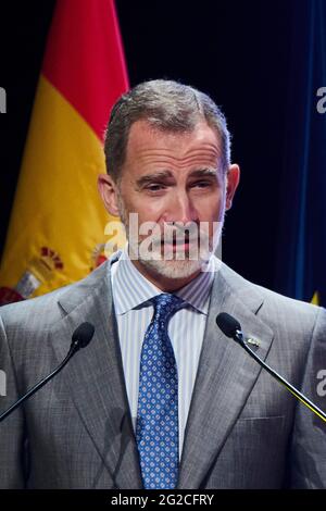 Granada, Andalusia, Spagna. 10 Giugno 2021. Re Felipe VI di Spagna partecipa al Delivery of National Innovation and Design Awards 2020 al Palacio de Congresos il 10 giugno 2021 a Granada, Spagna Credit: Jack Abuin/ZUMA Wire/Alamy Live News Foto Stock